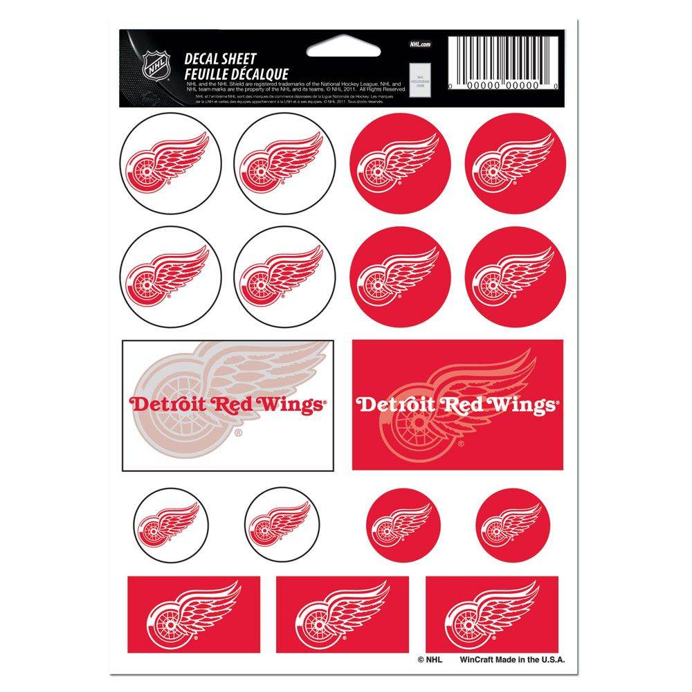 Detroit Red Wings Decal Sheet 5x7 Vinyl Sticker Pack - ToylandEU