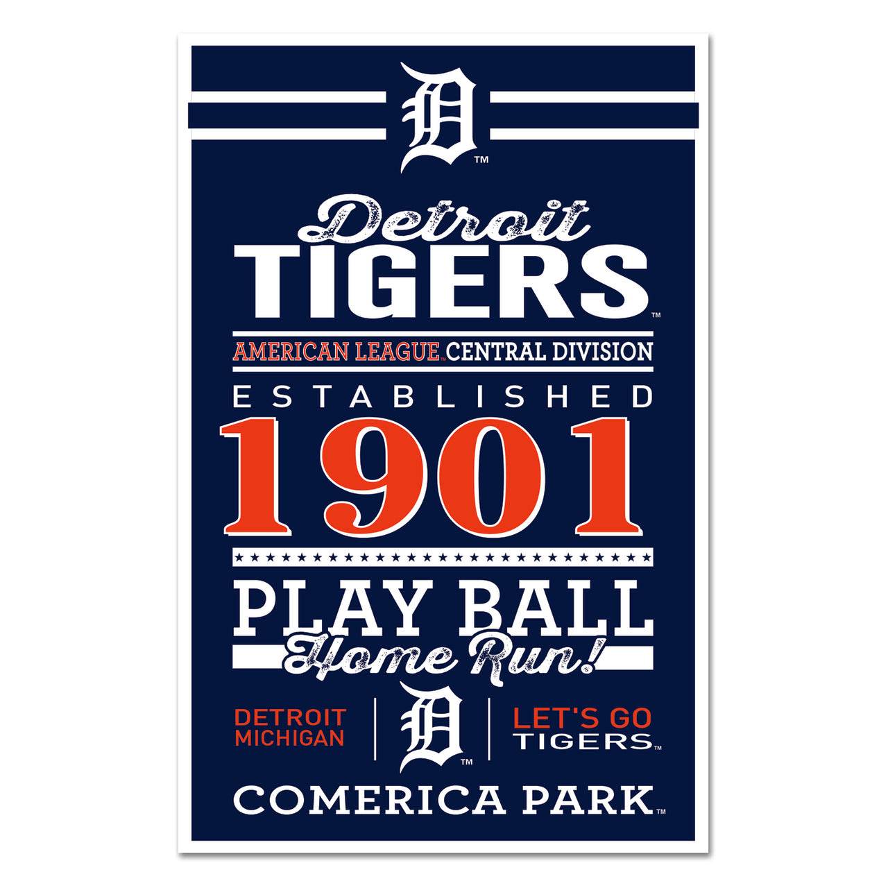 Detroit Tigers 11x17 Wood Sign Established Design Wincraft - ToylandEU