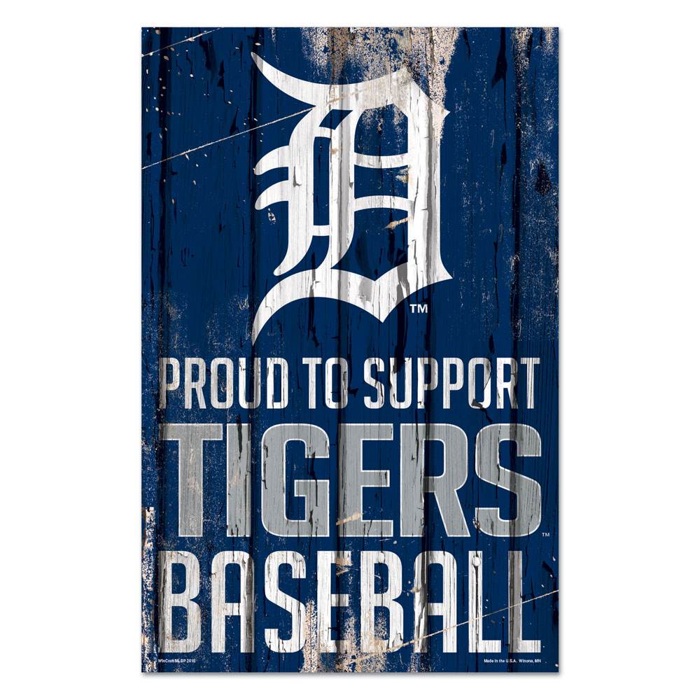 Detroit Tigers 11x17 Wood Sign Proud To Support Design - ToylandEU