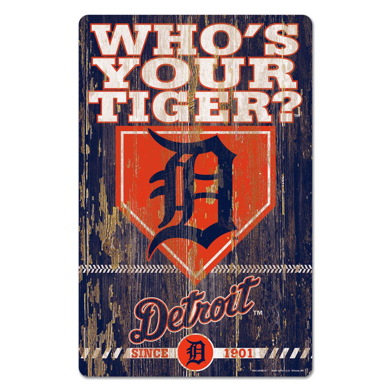 Detroit Tigers 11x17 Wood Sign Slogan Design By Wincraft - ToylandEU