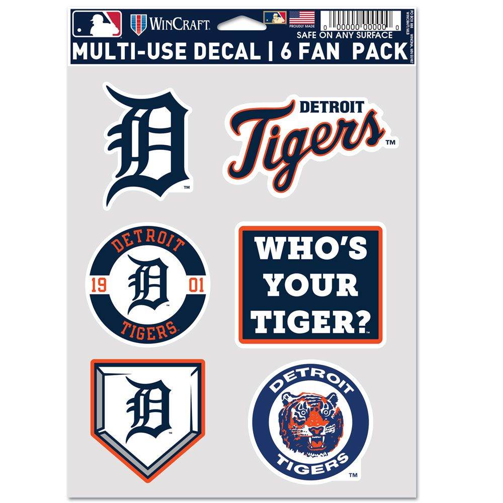 Detroit Tigers Multi Use Fan Decal Pack Six Pack Set - ToylandEU
