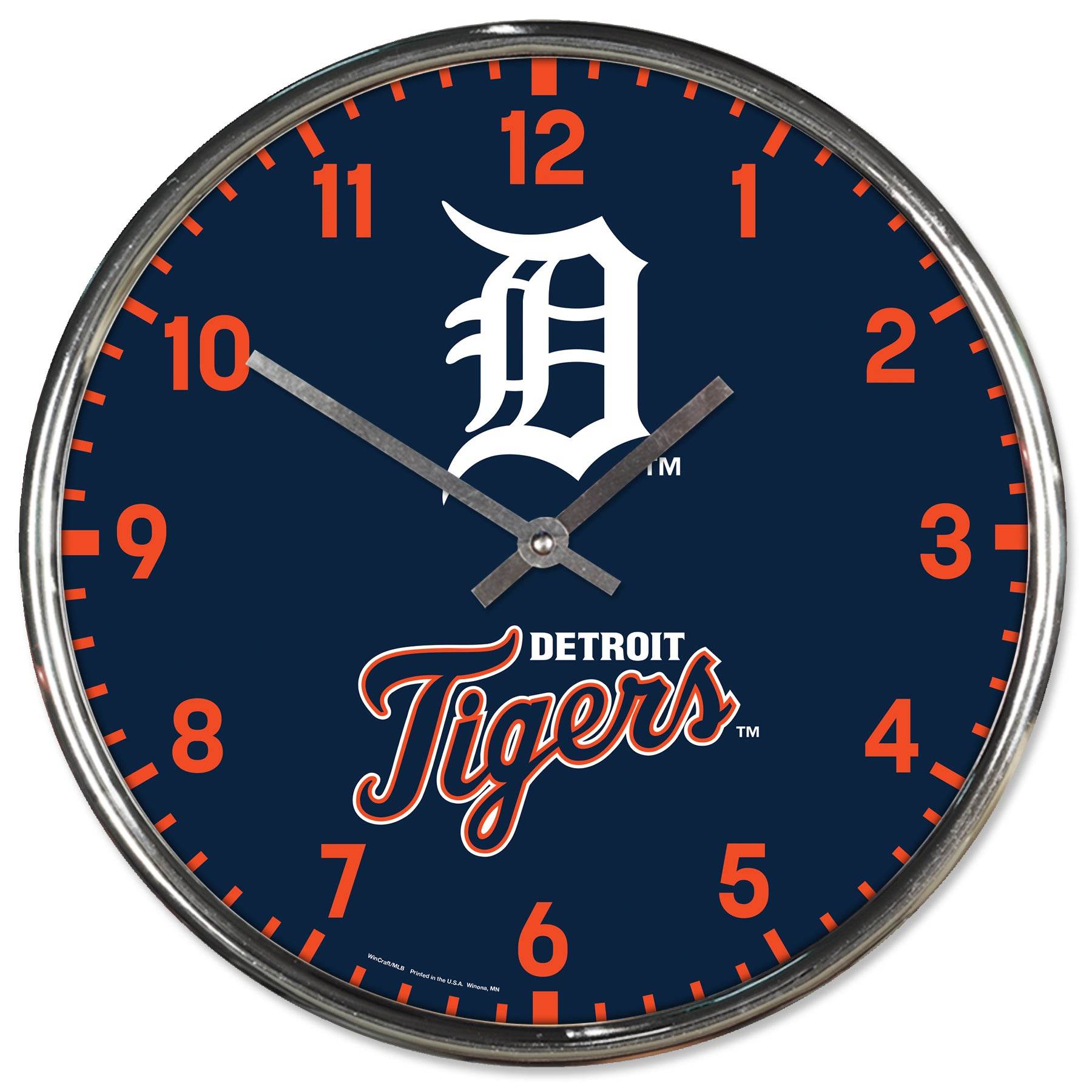 Detroit Tigers Round Chrome Wall Clock - ToylandEU