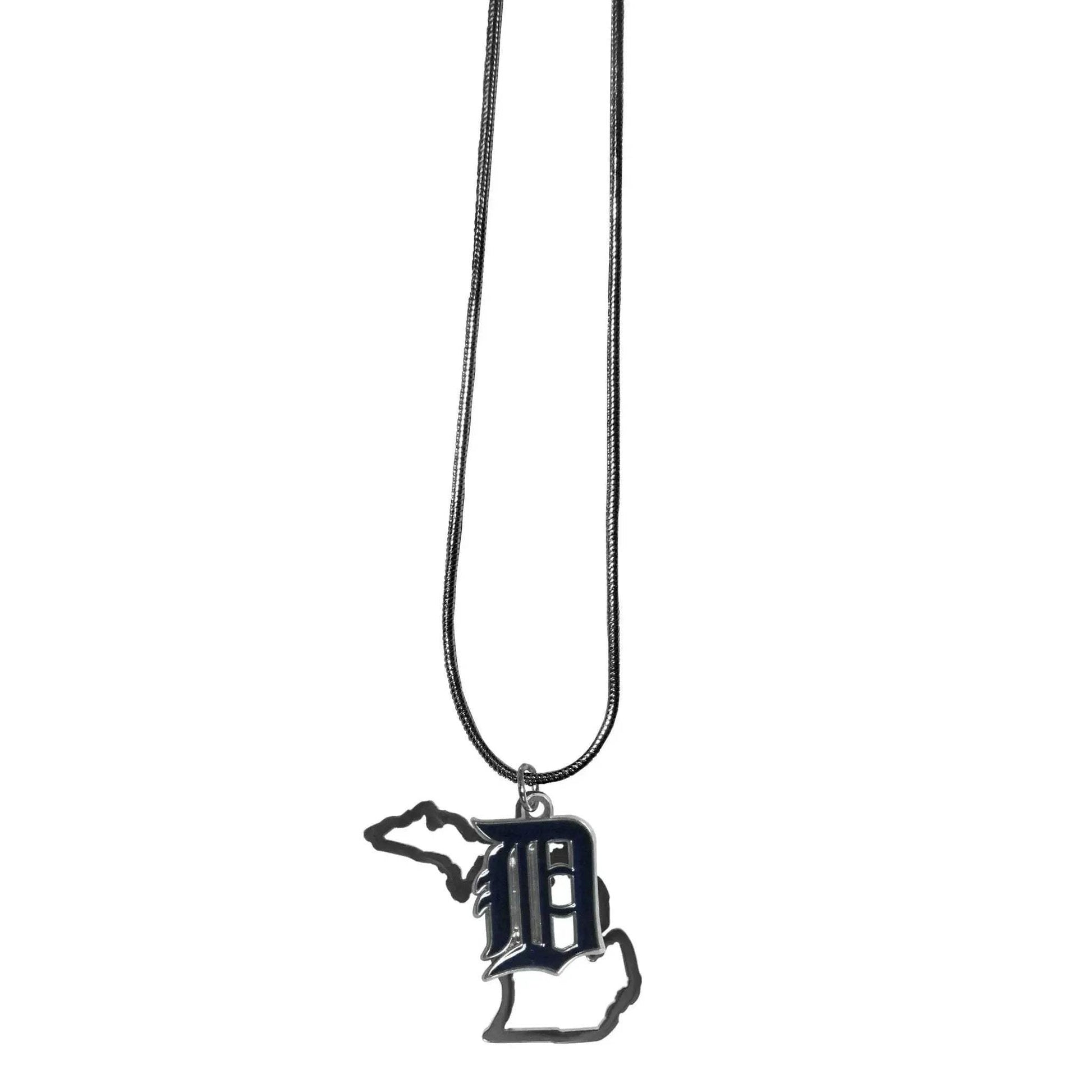 Detroit Tigers State Shape Necklace With Logo Charm 22 Inch - ToylandEU