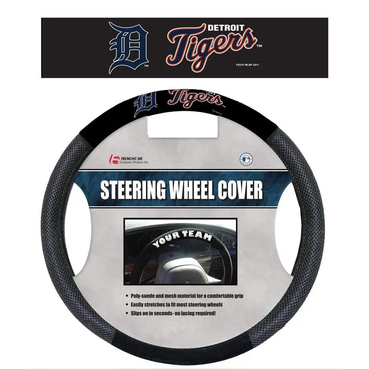Detroit Tigers Steering Wheel Cover Poly Suede Mesh Logo - ToylandEU