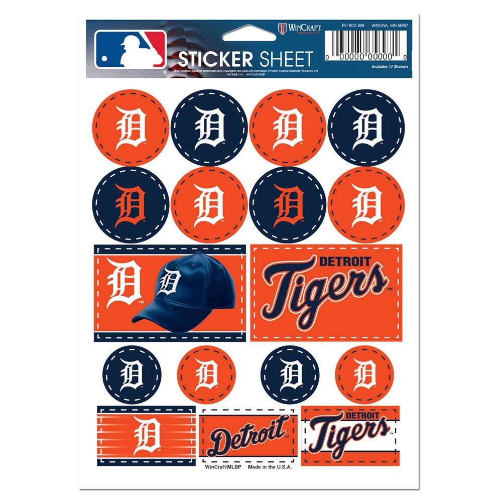 Detroit Tigers Vinyl Decal Sheet 5x7 Sticker Pack Set - ToylandEU
