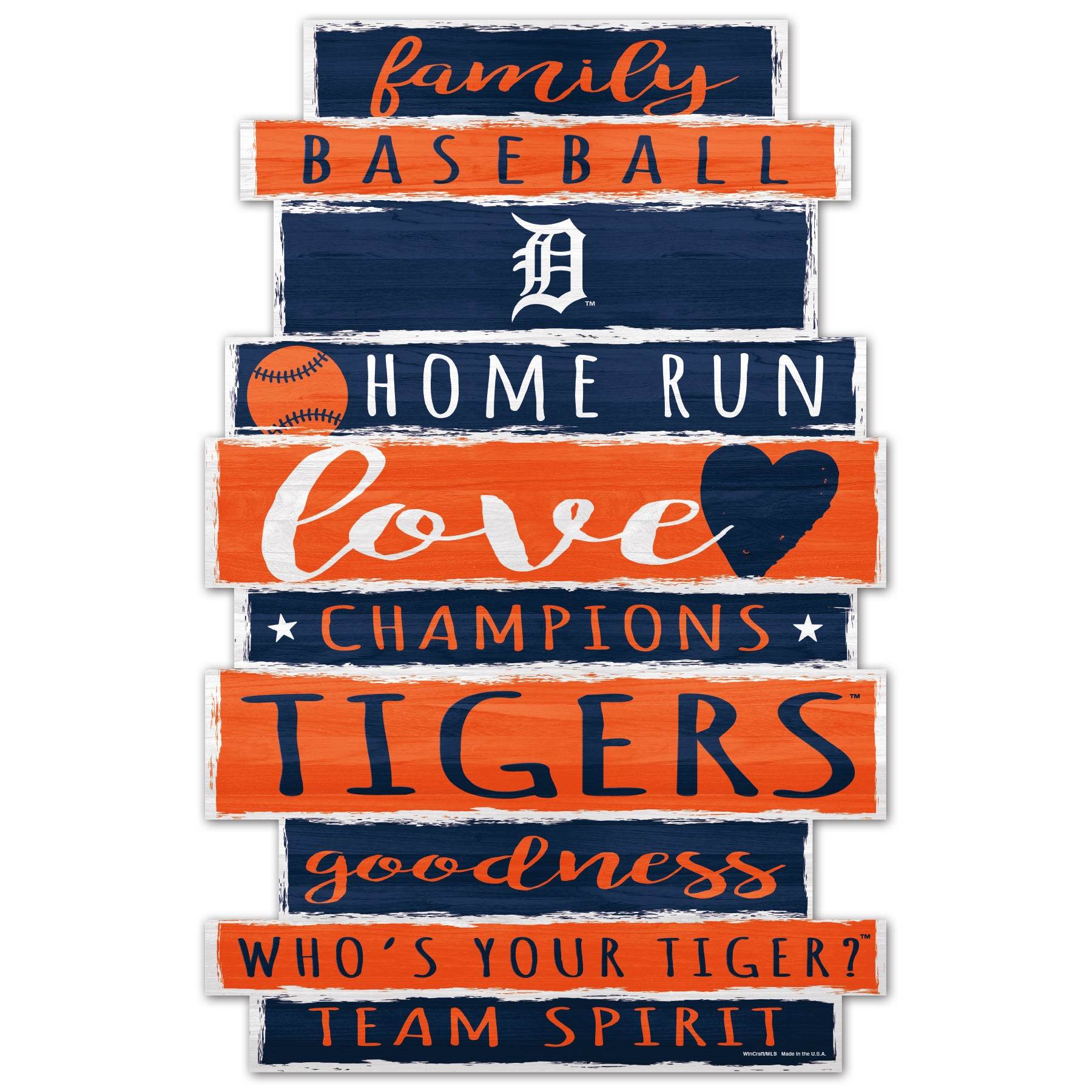 Detroit Tigers Wood Sign 11x17 Family Word With Date - ToylandEU
