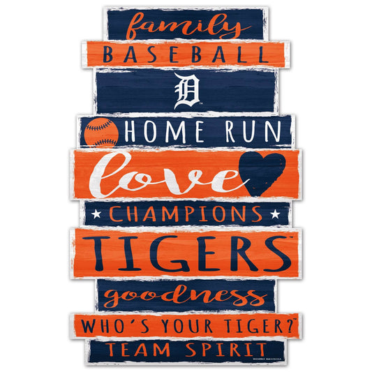 Detroit Tigers Wood Sign 11x17 Family Word With Date - ToylandEU