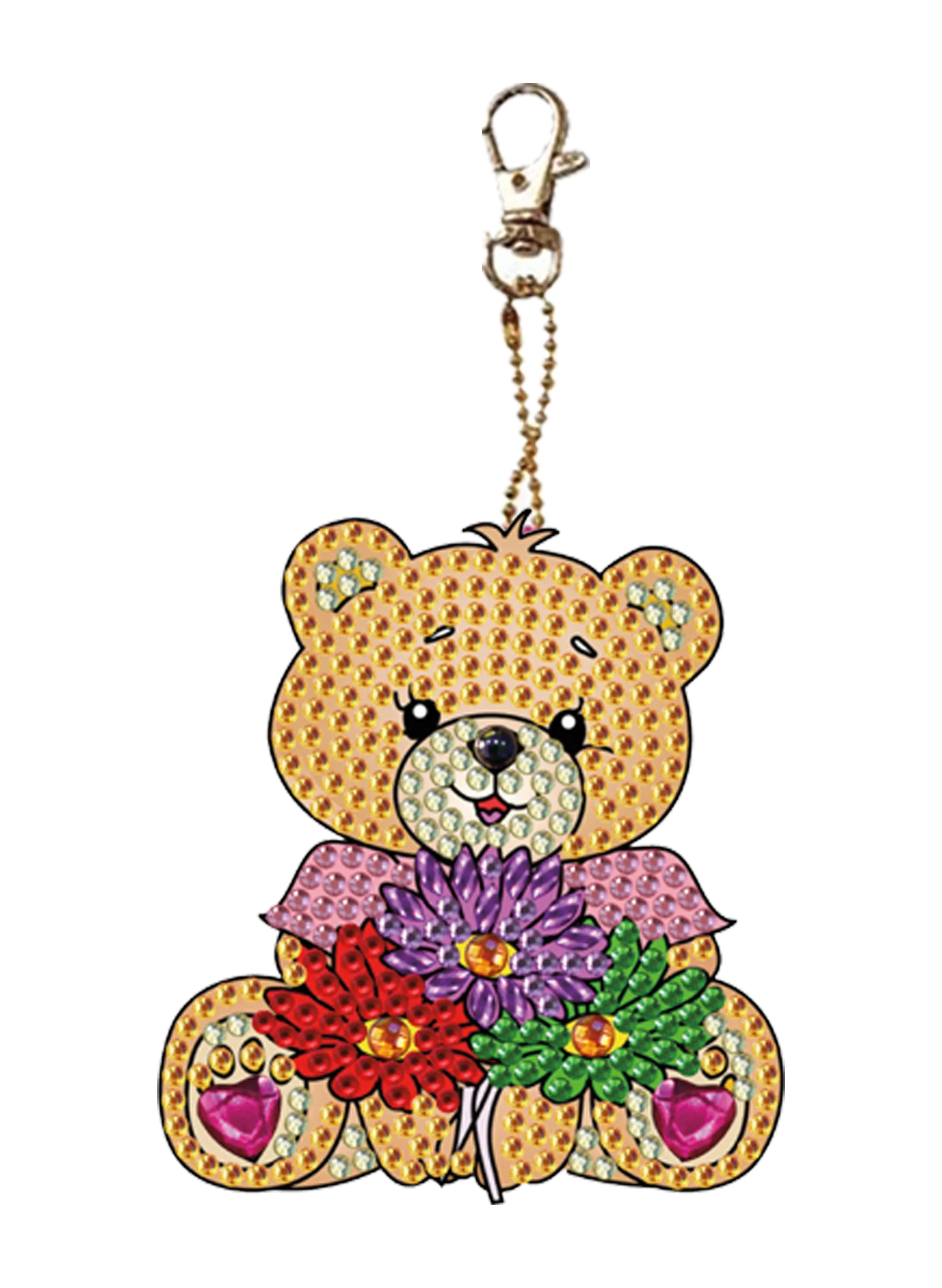 Diamond Art Keychain Kit Easy Daisy Bear Design For Kids - ToylandEU