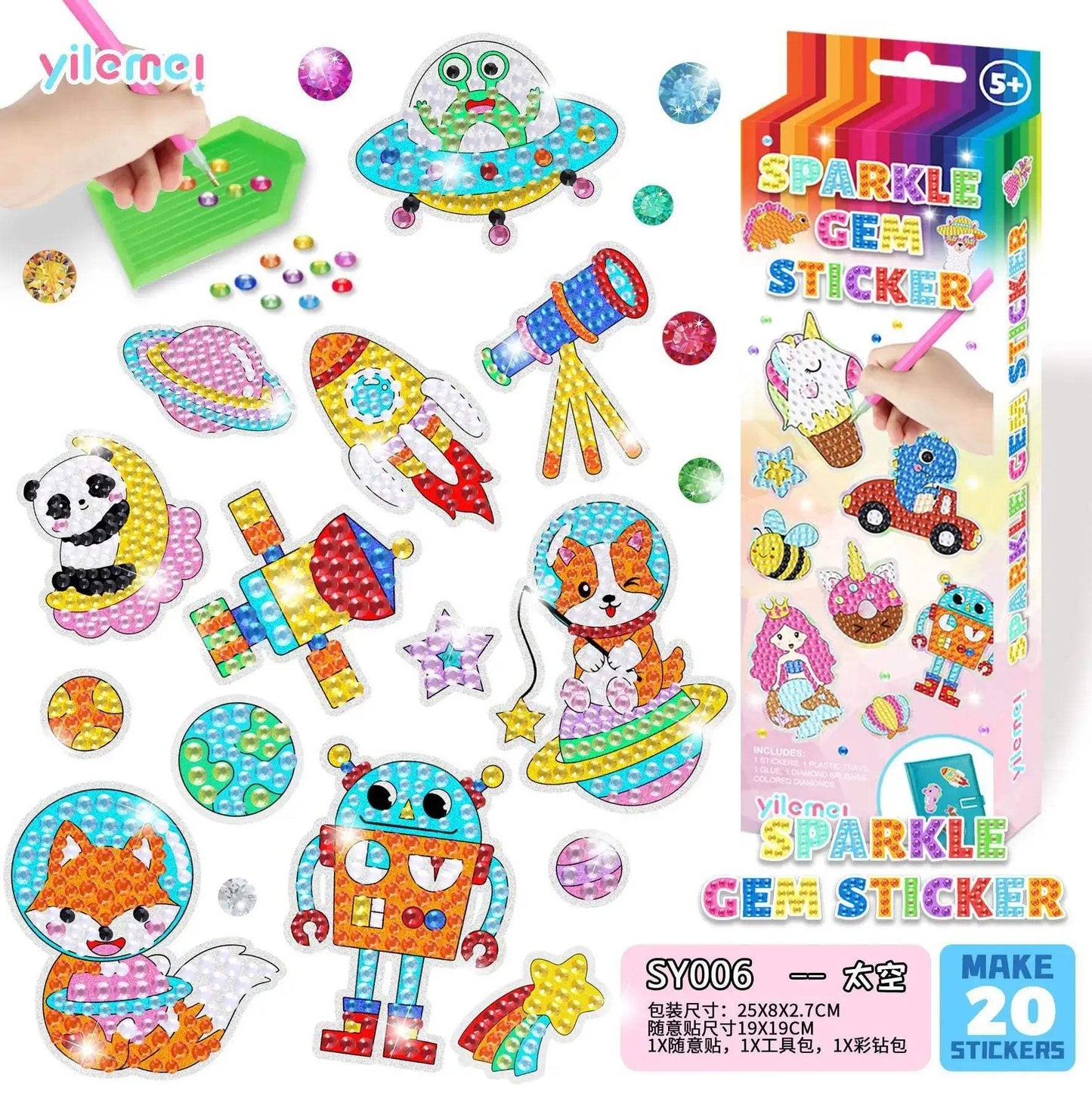 Diamond Painting Stickers Set Easy To Use Cartoon Alien - ToylandEU