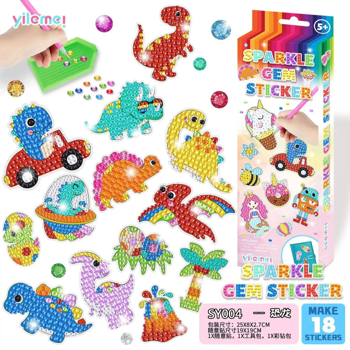 Diamond Painting Stickers Set Easy To Use Cartoon Alien - ToylandEU