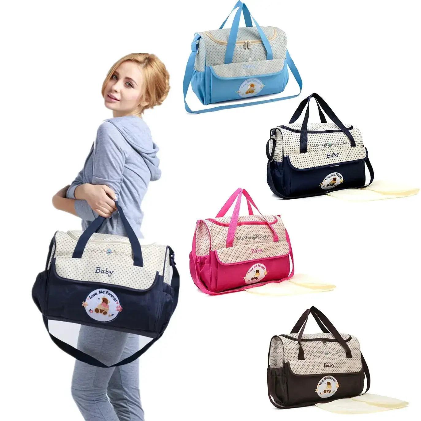  Lightweight Large capacity fashion waterproof cartoon bear One shoulder oblique span bag Mom bag portable mommy bag diaper bag -  ToylandEU™