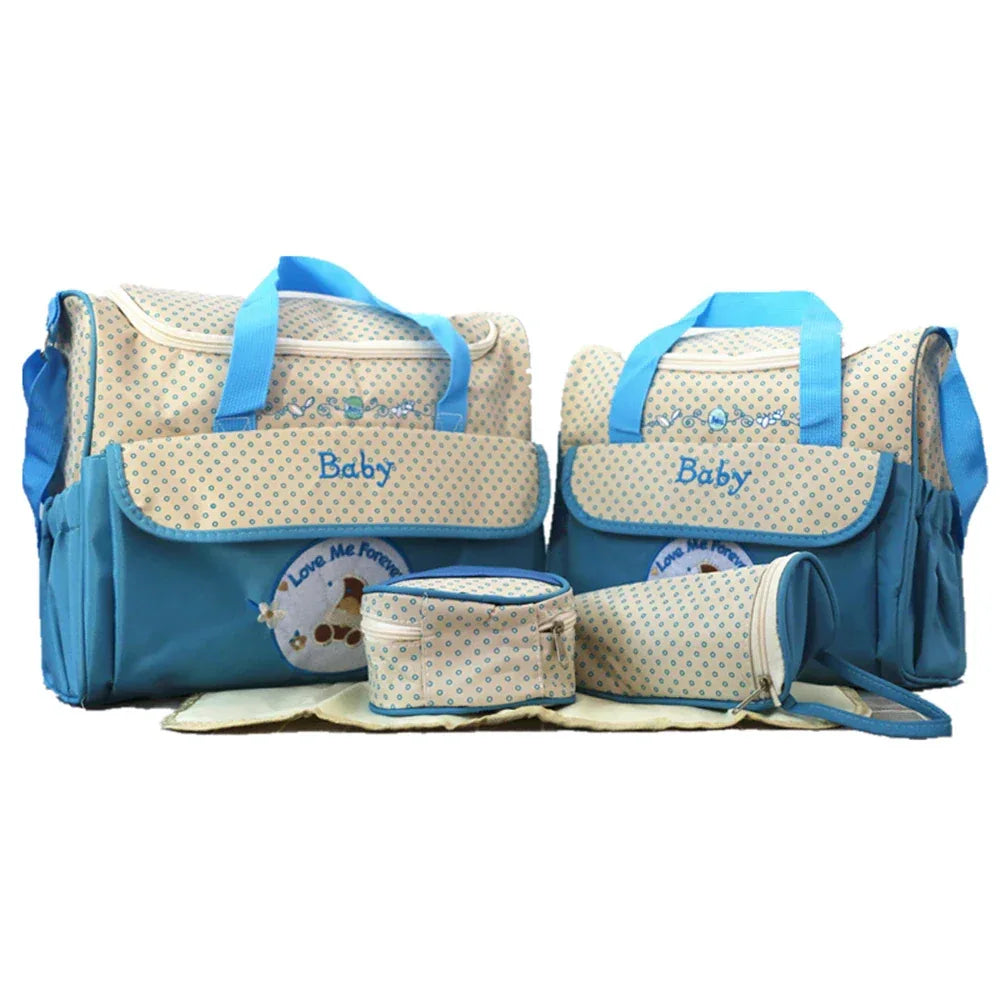Diaper Bag Set Bear Print Polka Dot Large Capacity - ToylandEU