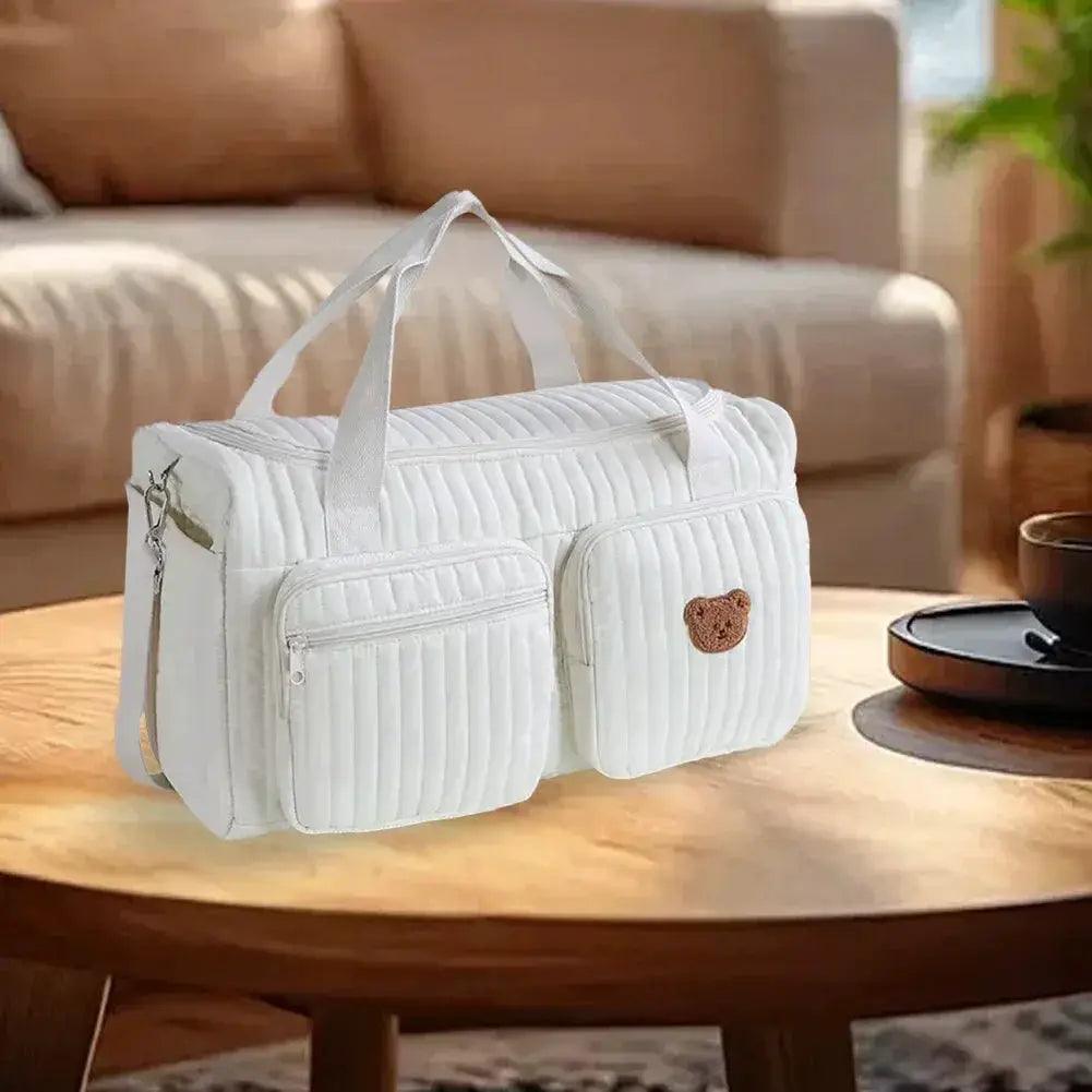 Quilted Baby Diaper Bag Large Capacity Weekender Bag Travel Bag for Hospital and Weekender Travel -  ToylandEU™