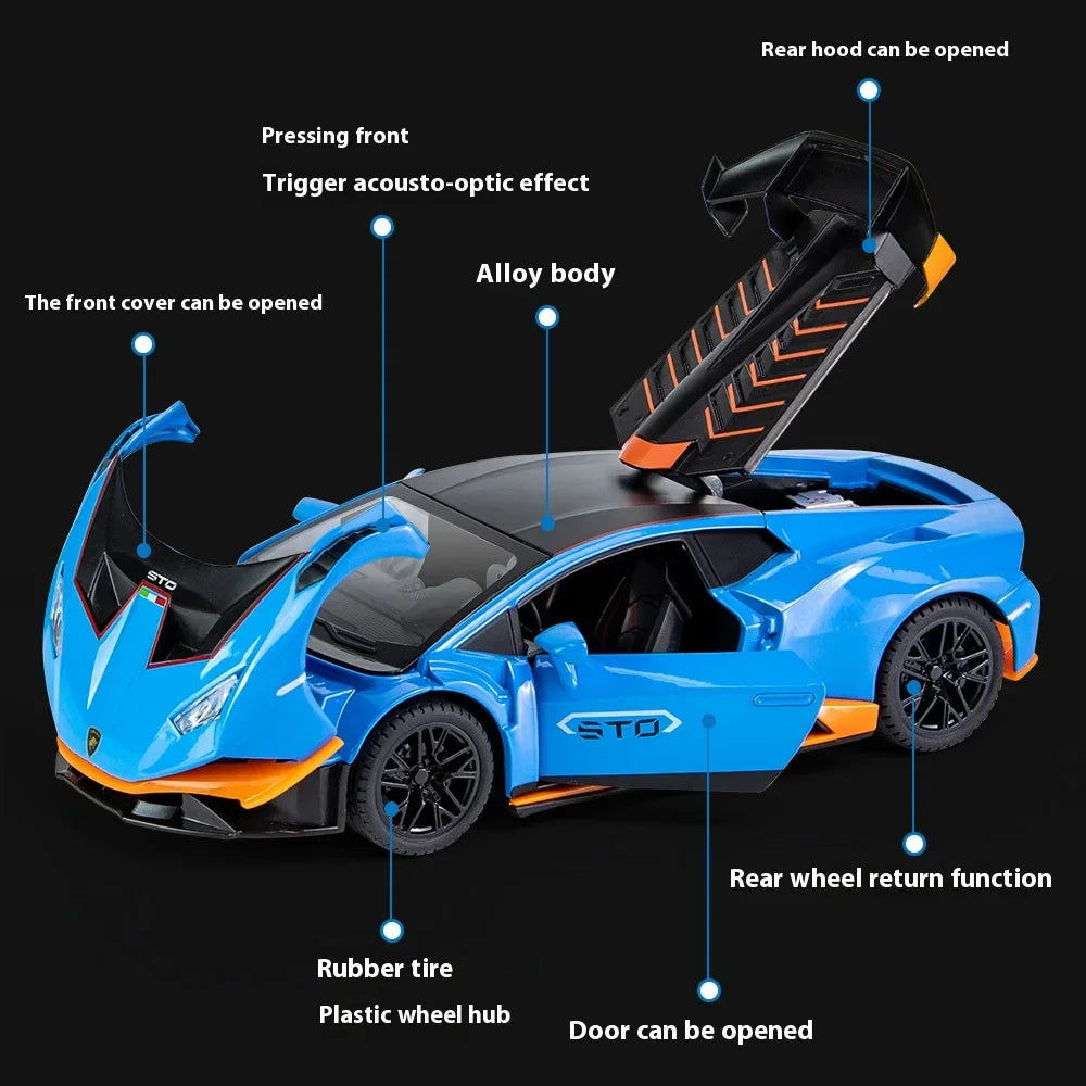 Die Cast Lamborghini Huracan STO With Sound Light Gift For Friends - ToylandEU