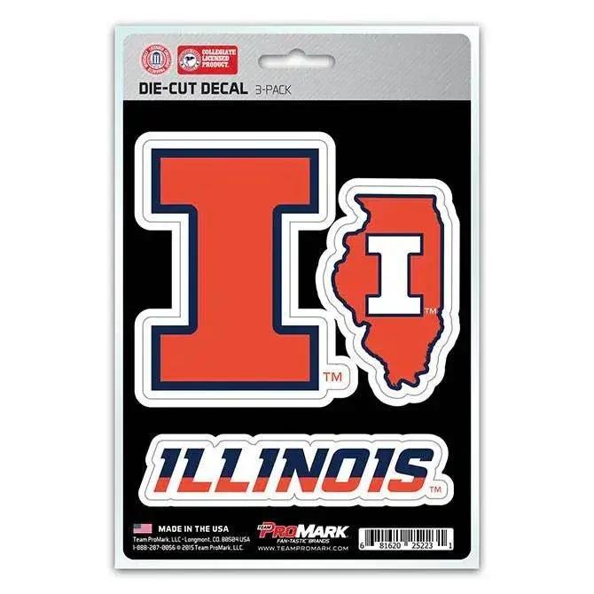 Illinois Fighting Illini Die Cut Decals 3 Pack Team Promark -  ToylandEU™