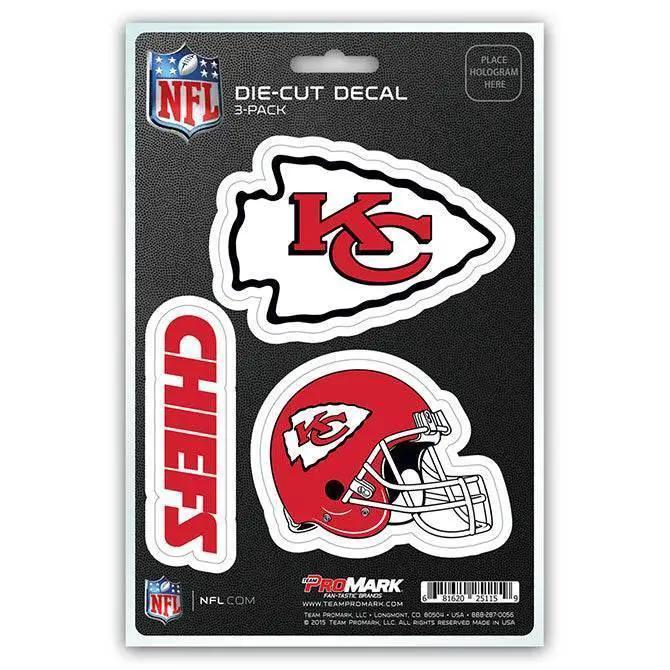  Kansas City Chiefs Die Cut Decal Team 3 Pack Premium Vinyl -  ToylandEU™