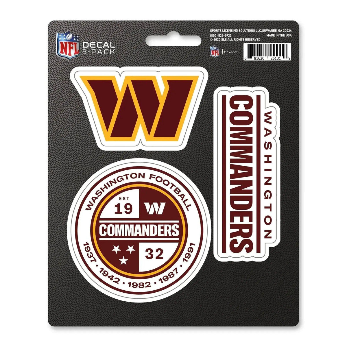  Washington Commanders Die Cut Vinyl Decal Set Three Pack -  ToylandEU™