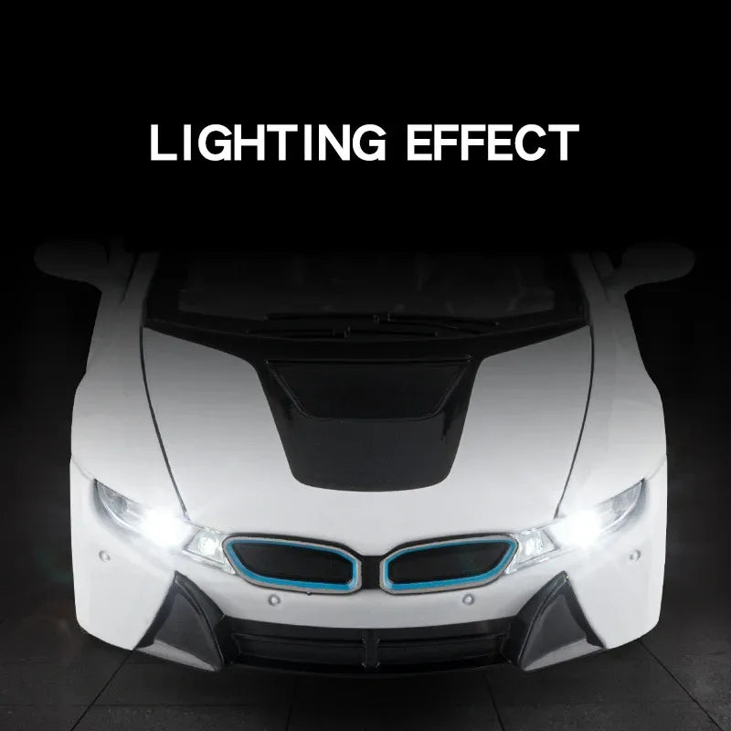 Diecast 1:22 BMW I8 Model Car With Pull Back Action And Lights For Kids - ToylandEU