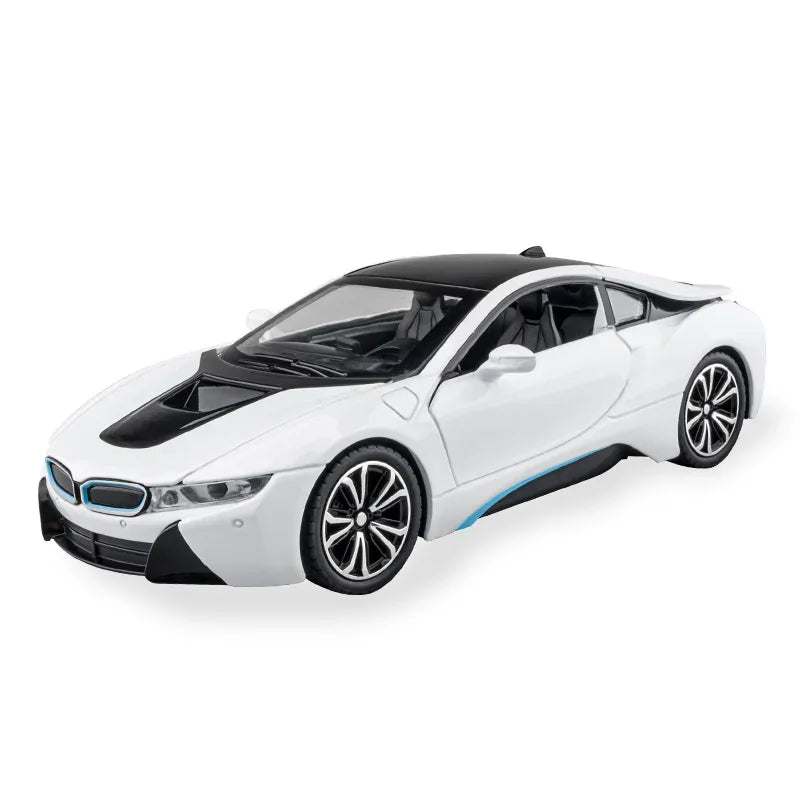 Diecast 1:22 BMW I8 Model Car With Pull Back Action And Lights For Kids - ToylandEU