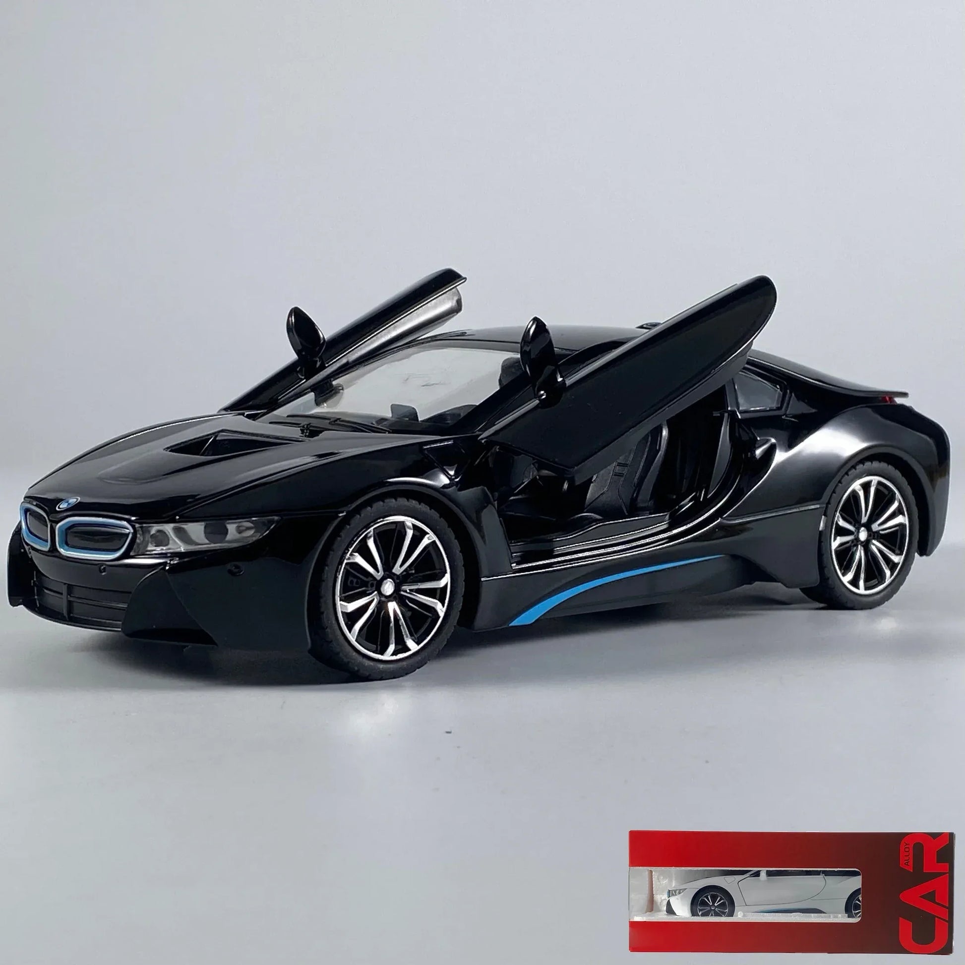 Diecast 1:22 BMW I8 Model Car With Pull Back Action And Lights For Kids - ToylandEU