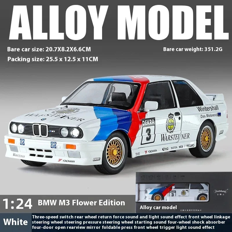 Diecast 1:24 BMW M3 E30 MPower Floral with Sound Lights for Collectors - ToylandEU