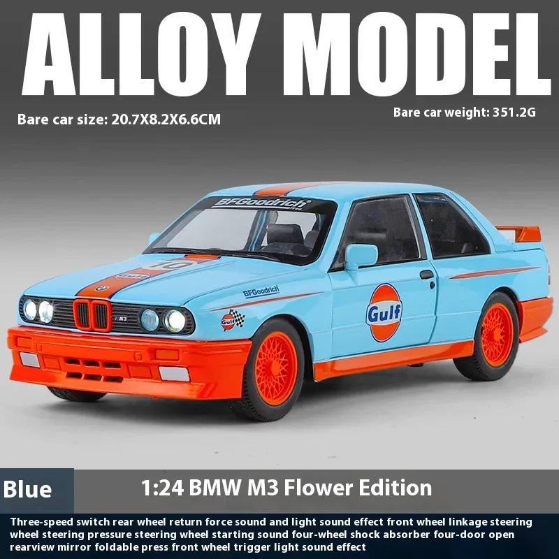 Diecast 1:24 BMW M3 E30 MPower Floral with Sound Lights for Collectors - ToylandEU