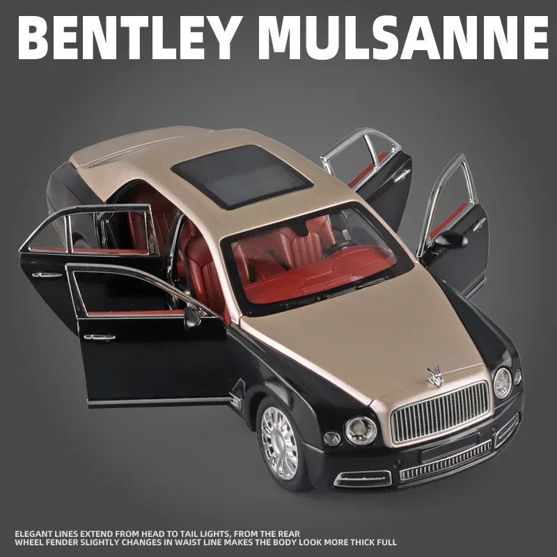 Diecast 1 24 Bentley Mulsanne Model Car with Sound and Lights for Kids - ToylandEU