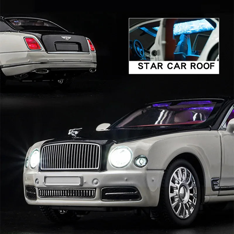 Diecast 1 24 Bentley Mulsanne Model Car with Sound and Lights for Kids - ToylandEU