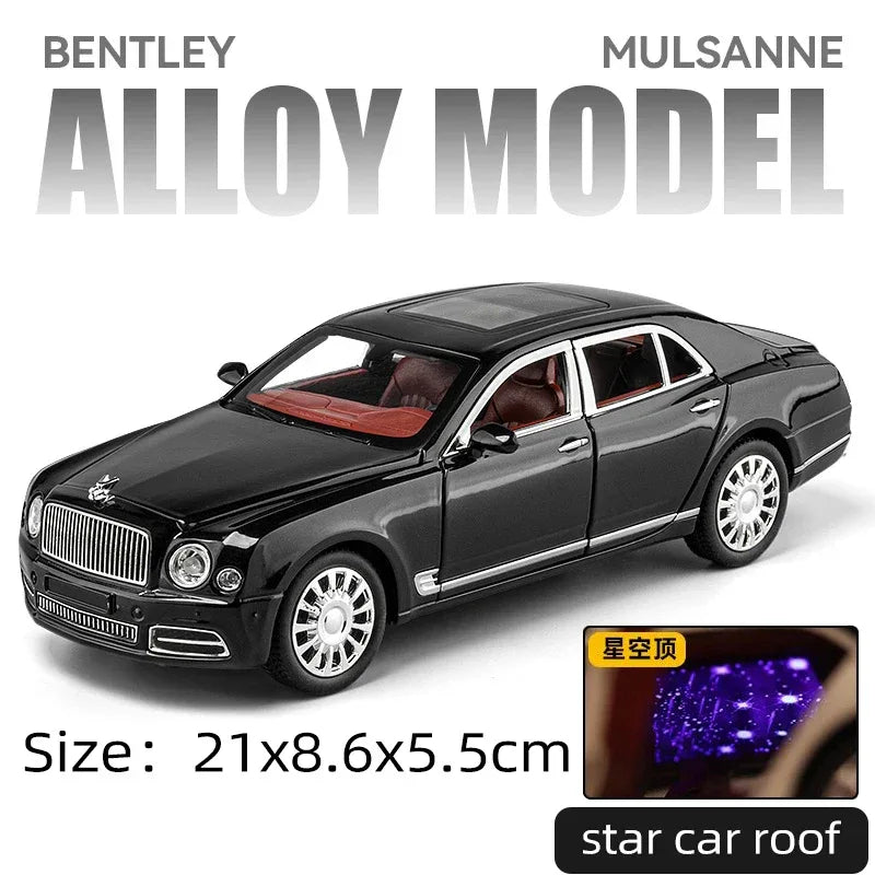 Diecast 1 24 Bentley Mulsanne Model Car with Sound and Lights for Kids - ToylandEU