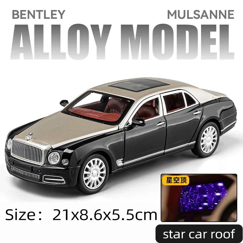 Diecast 1 24 Bentley Mulsanne Model Car with Sound and Lights for Kids - ToylandEU
