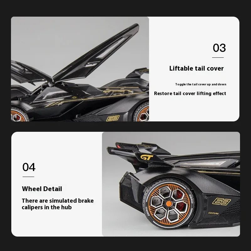 Diecast 1:24 Lambo V12 GT Sound and Light Model for Collectors - ToylandEU
