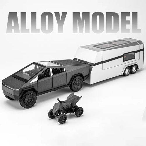 Diecast 1:32 Scale Tesla Cybertruck Model Y with Trailer - Alloy Collectible - ToylandEU