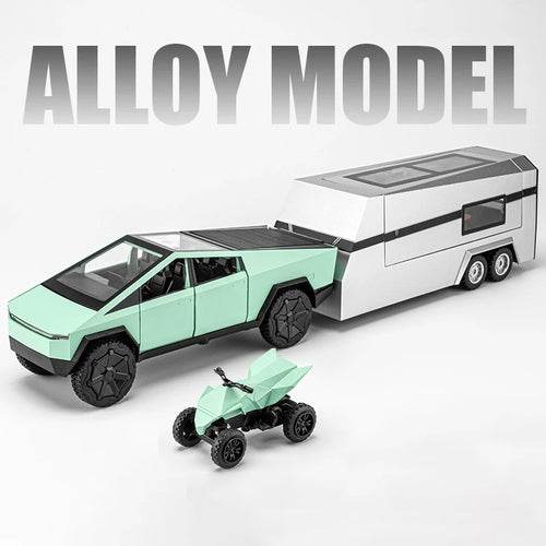 Diecast 1:32 Scale Tesla Cybertruck Model Y with Trailer - Alloy Collectible - ToylandEU