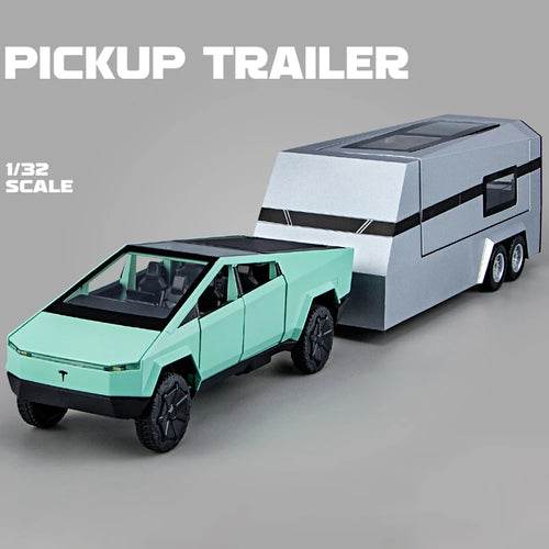 Diecast 1:32 Scale Tesla Cybertruck Model Y with Trailer - Alloy Collectible - ToylandEU