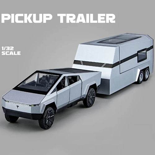 Diecast 1:32 Scale Tesla Cybertruck Model Y with Trailer - Alloy Collectible - ToylandEU