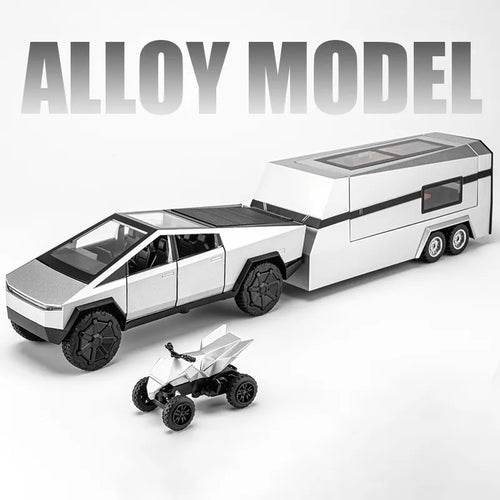 Diecast 1:32 Scale Tesla Cybertruck Model Y with Trailer - Alloy Collectible - ToylandEU