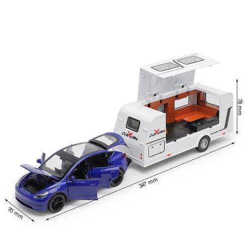 Diecast 1:32 Scale Tesla Cybertruck Model Y with Trailer - Alloy Collectible - ToylandEU