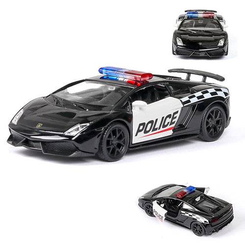 Diecast 1:36 Police Car Model - Challenger with Opening Doors, Metal Build - ToylandEU