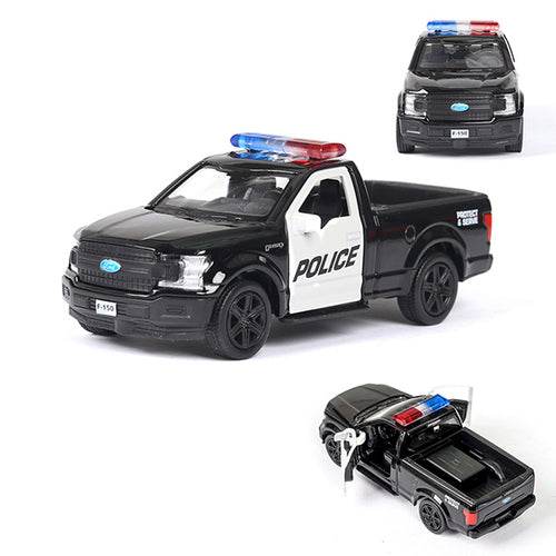 Diecast 1:36 Police Car Model - Challenger with Opening Doors, Metal Build - ToylandEU