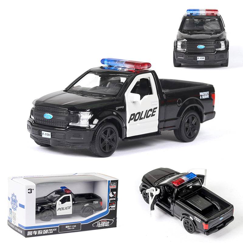 Diecast 1:36 Police Car Model - Challenger with Opening Doors, Metal Build - ToylandEU