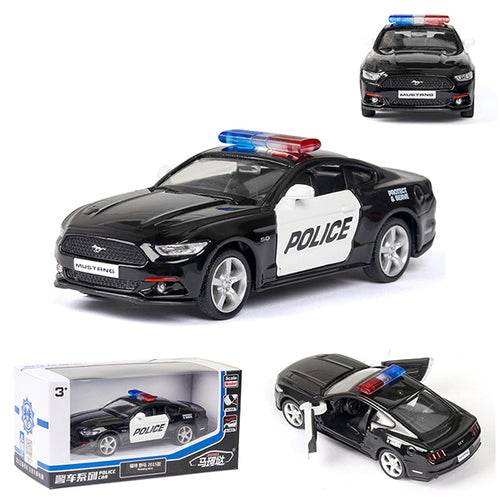 Diecast 1:36 Police Car Model - Challenger with Opening Doors, Metal Build - ToylandEU