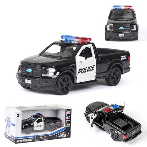 Diecast 1:36 Police Car Model - Challenger with Opening Doors, Metal Build - ToylandEU