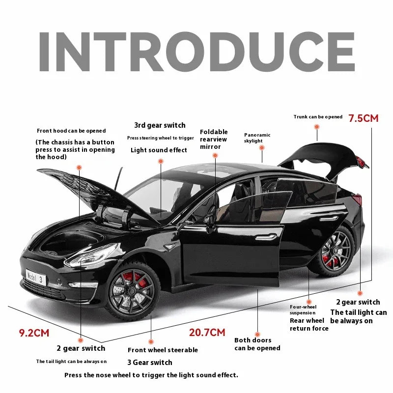 Diecast 1to24 Scale Alloy Car Model With Sound Light For Collectors - ToylandEU