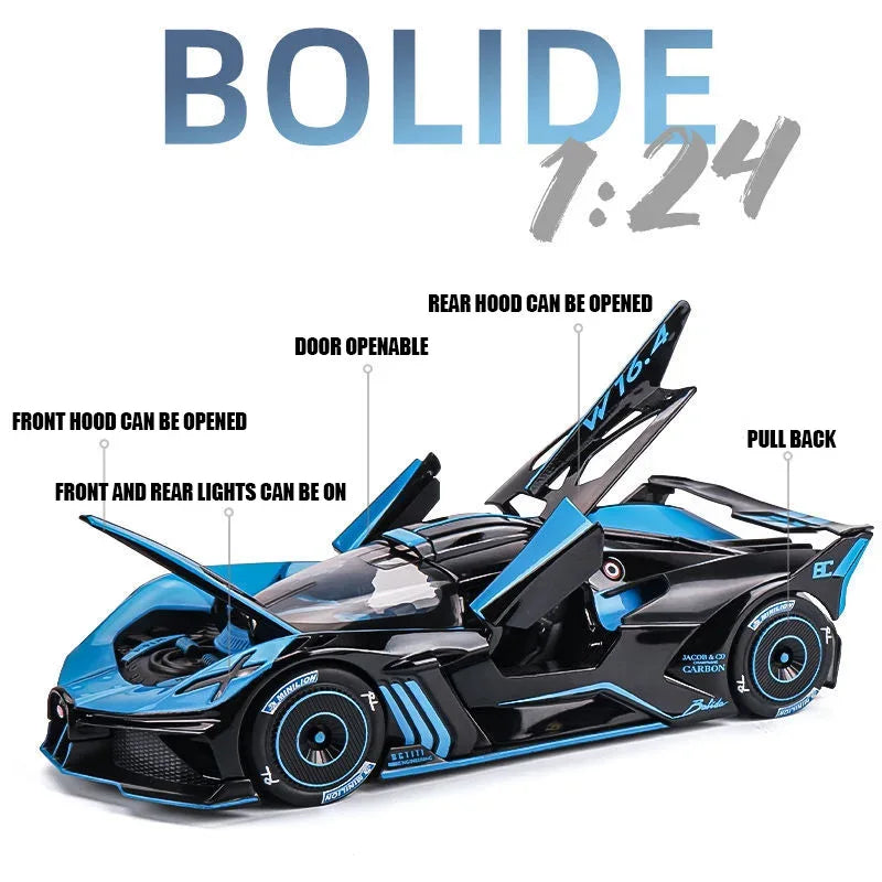 Diecast Alloy Bugatti Bolide Car Model with Sound and Lights for Kids - ToylandEU