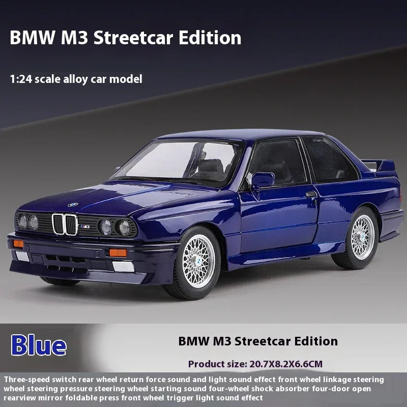 Diecast Car 1 24 Scale BMW M3 1988 Alloy Gift for Boyfriend - ToylandEU
