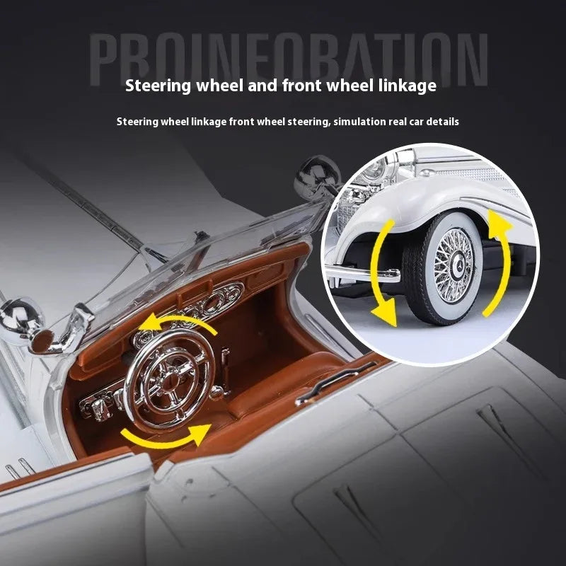 Diecast Car 1 24 Scale Metal Alloy Mercedes Benz 500K For Collectors - ToylandEU