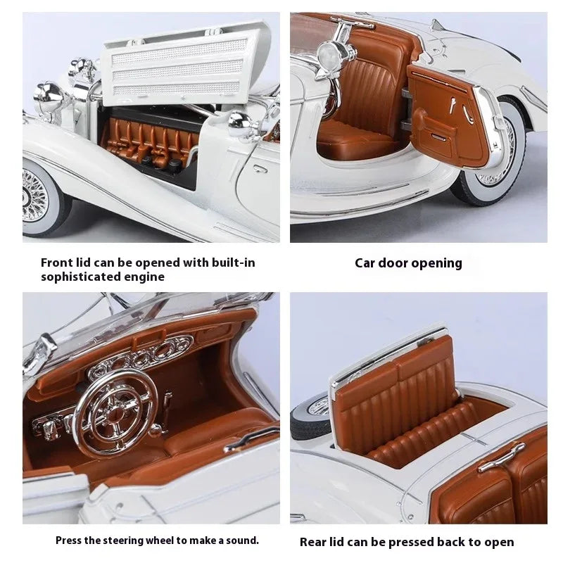 Diecast Car 1 24 Scale Metal Alloy Mercedes Benz 500K For Collectors - ToylandEU