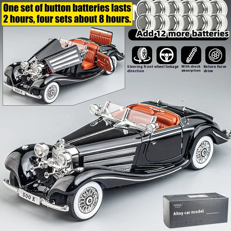 Diecast Car 1 24 Scale Metal Alloy Mercedes Benz 500K For Collectors - ToylandEU