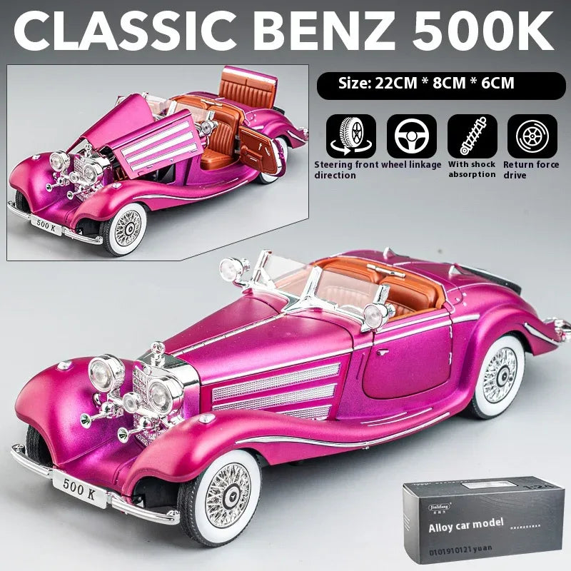 Diecast Car 1 24 Scale Metal Alloy Mercedes Benz 500K For Collectors - ToylandEU