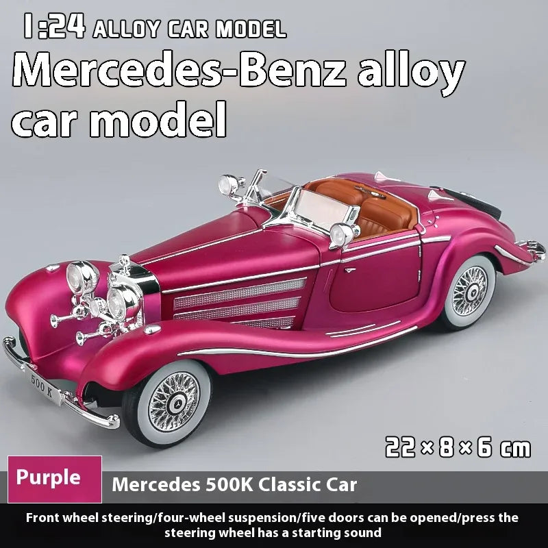 Diecast Car 1 24 Scale Metal Alloy Mercedes Benz 500K For Collectors - ToylandEU